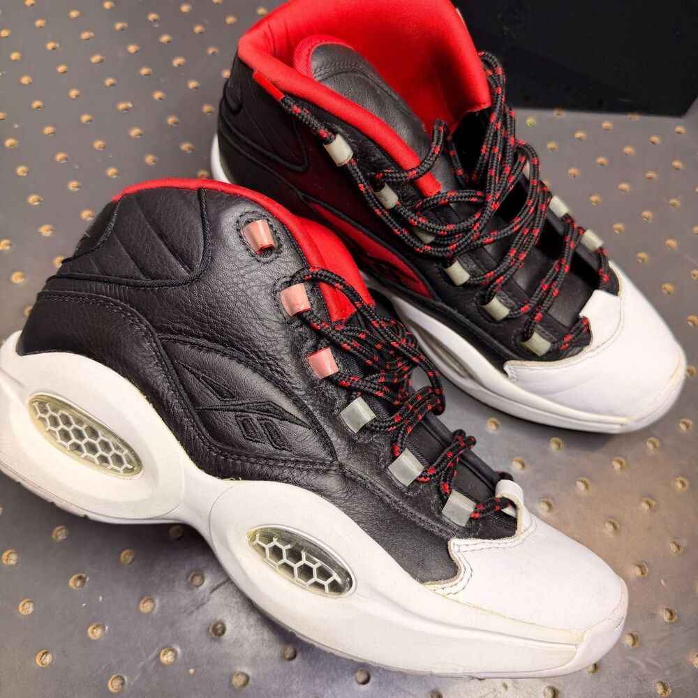 Reebok Question Mid Black White Scarlet Mens 9